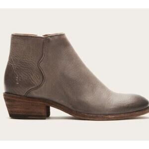 Frye Carson Piping Leather Bootie Size 6.5 Graphite Grey Side Zipper